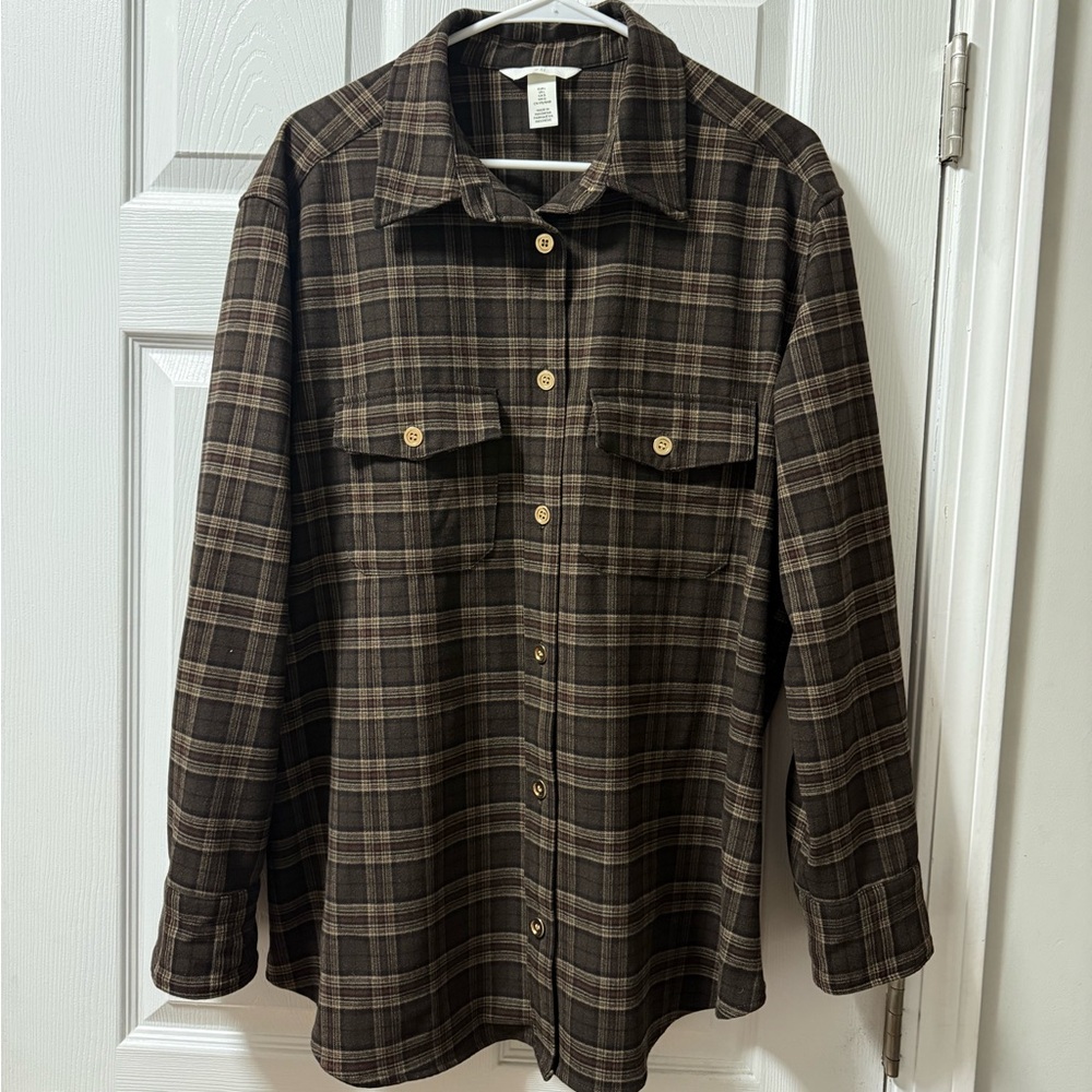 H&M Dark Brown Plaid Shirt